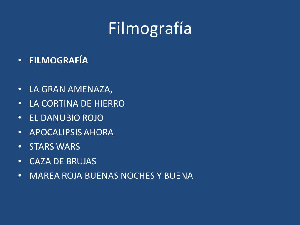 Filmografía FILMOGRAFÍA LA GRAN AMENAZA, LA CORTINA DE HIERRO