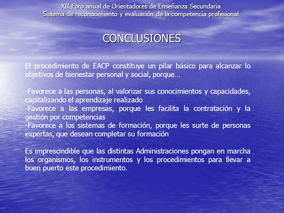 XII Foro anual de Orientadores de Enseñanza Secundaria Sistema de reconocimiento y evaluación de la competencia profesional