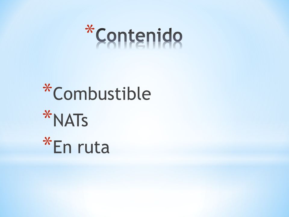 Contenido Combustible NATs En ruta