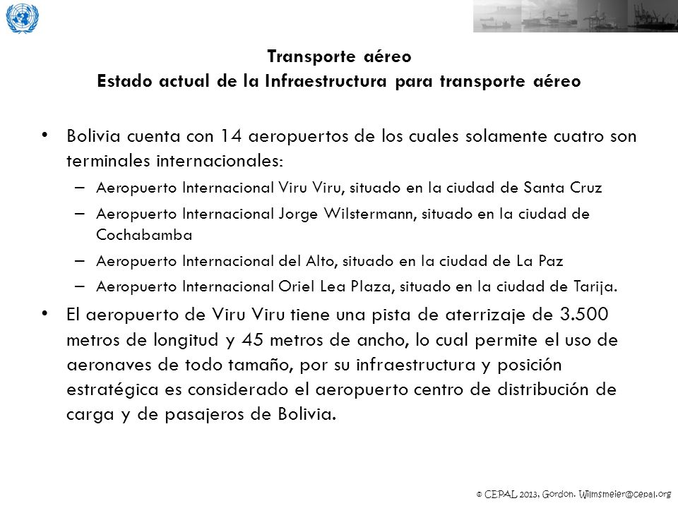 Transporte aéreo Estado actual de la Infraestructura para transporte aéreo