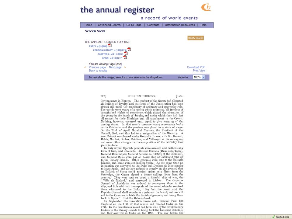 The Annual Register – for most of its history there are entries per country per year reporting on major events.