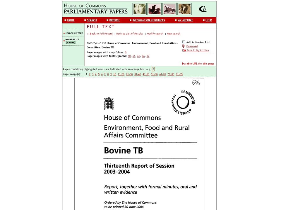 Here’s the report on bovine TB referred to there, in HCPP.