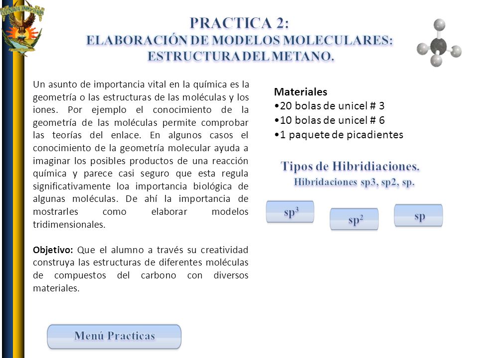 ELABORACIÓN DE MODELOS MOLECULARES: Tipos de Hibridiaciones.