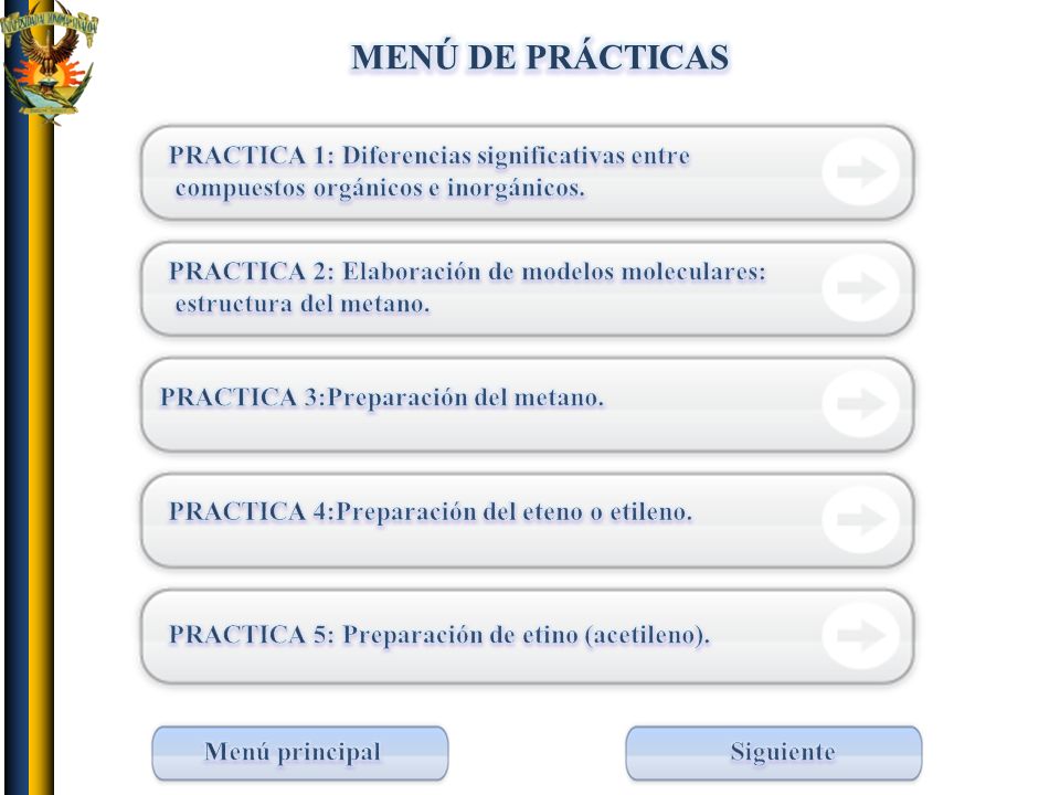 Lista de prácticas MENÚ DE PRÁCTICAS