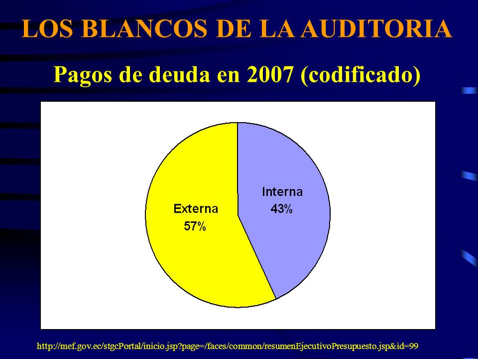 LOS BLANCOS DE LA AUDITORIA Pagos de deuda en 2007 (codificado)