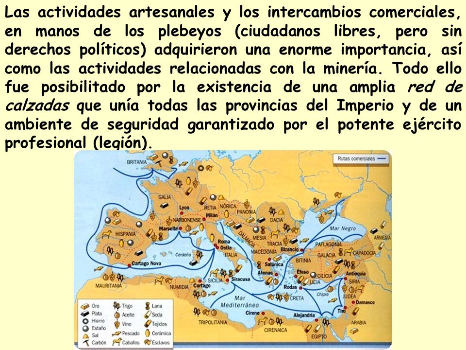 Las actividades artesanales y los intercambios comerciales, en manos de los plebeyos (ciudadanos libres, pero sin derechos políticos) adquirieron una enorme importancia, así como las actividades relacionadas con la minería.