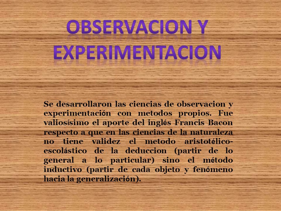 Observacion y experimentacion
