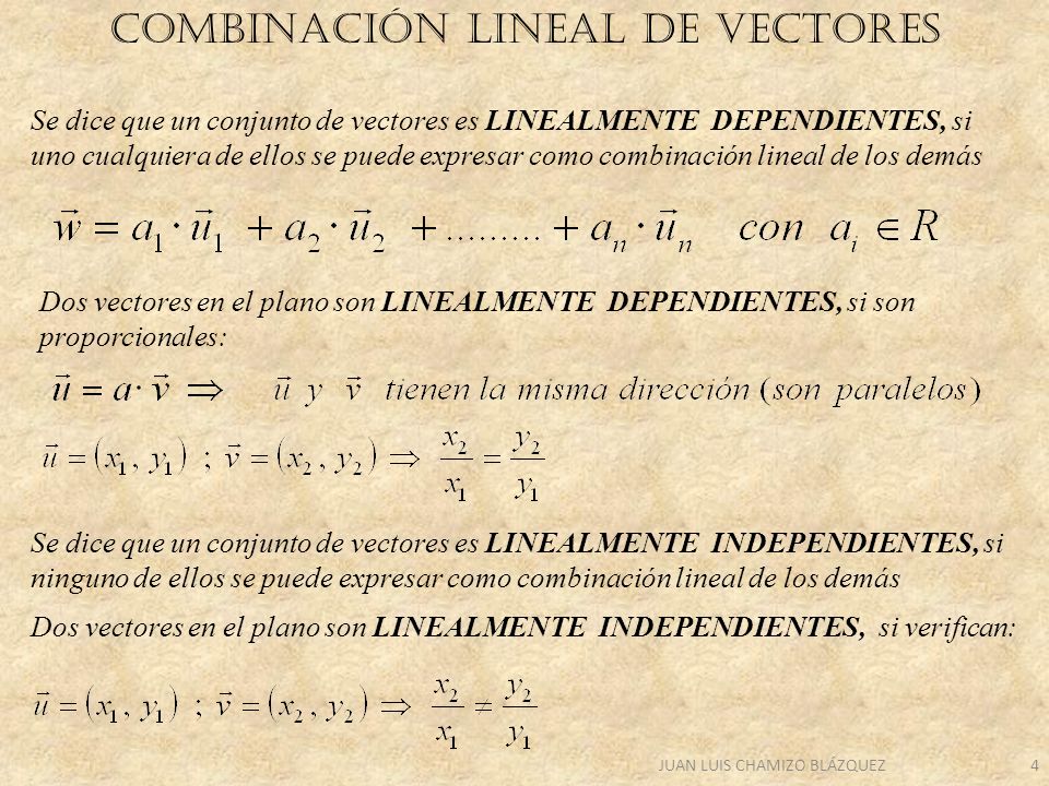 COMBINACIÓN LINEAL DE VECTORES