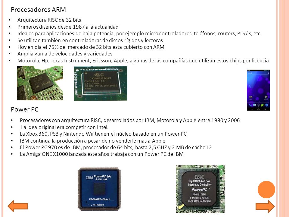 Procesadores ARM Power PC Arquitectura RISC de 32 bits