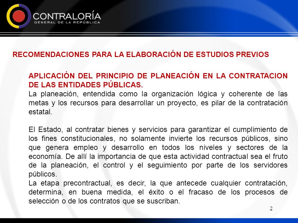 RECOMENDACIONES PARA LA ELABORACIÓN DE ESTUDIOS PREVIOS