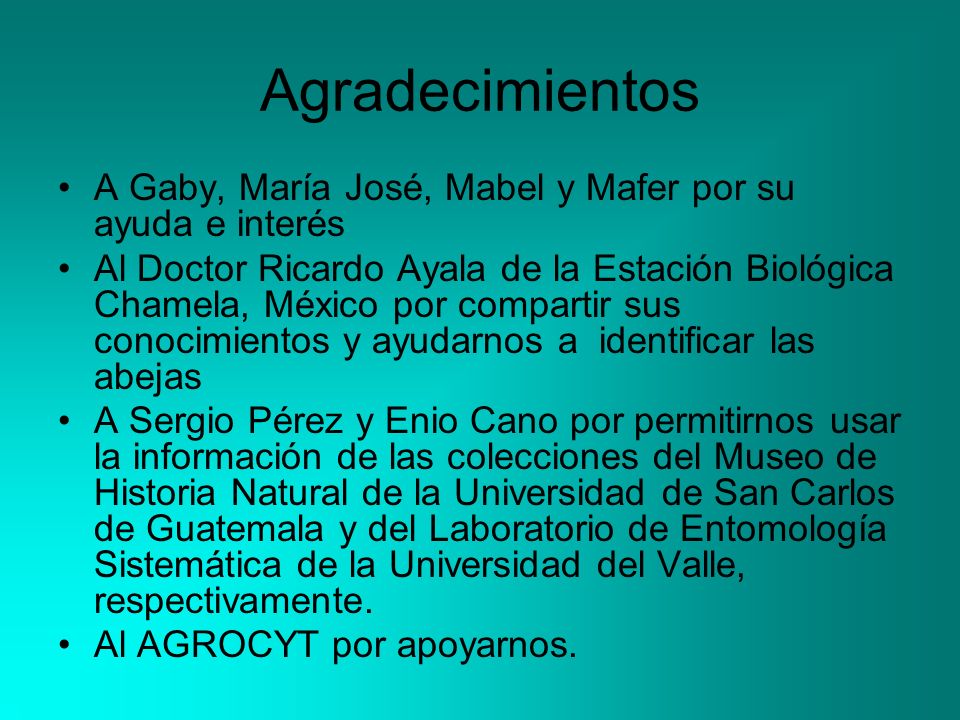 Agradecimientos A Gaby, María José, Mabel y Mafer por su ayuda e interés.
