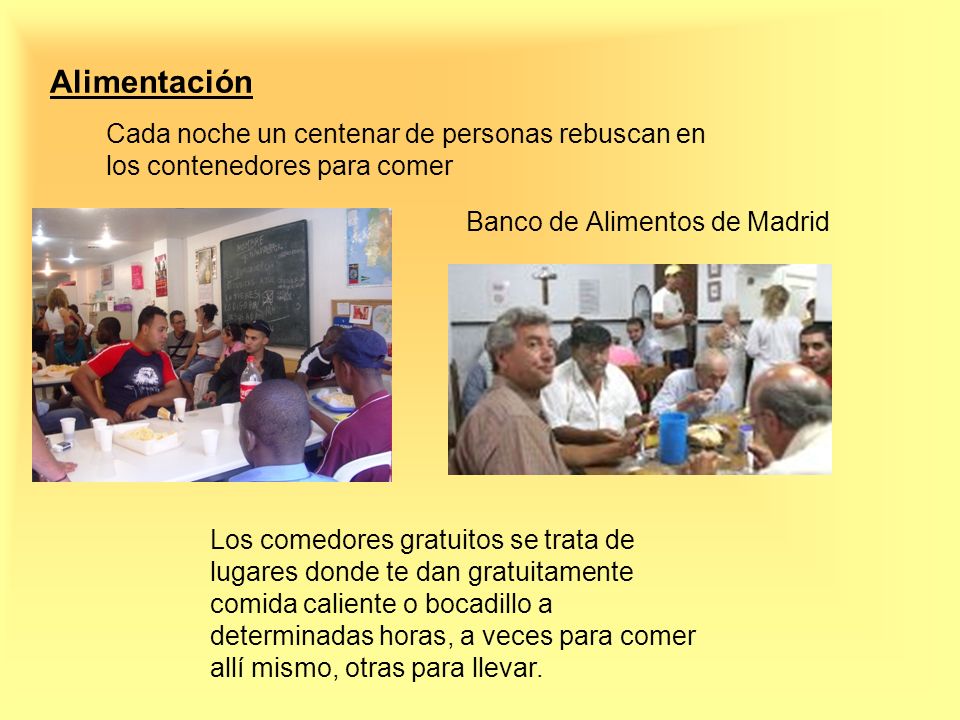 Alimentación Cada noche un centenar de personas rebuscan en los contenedores para comer. Banco de Alimentos de Madrid.