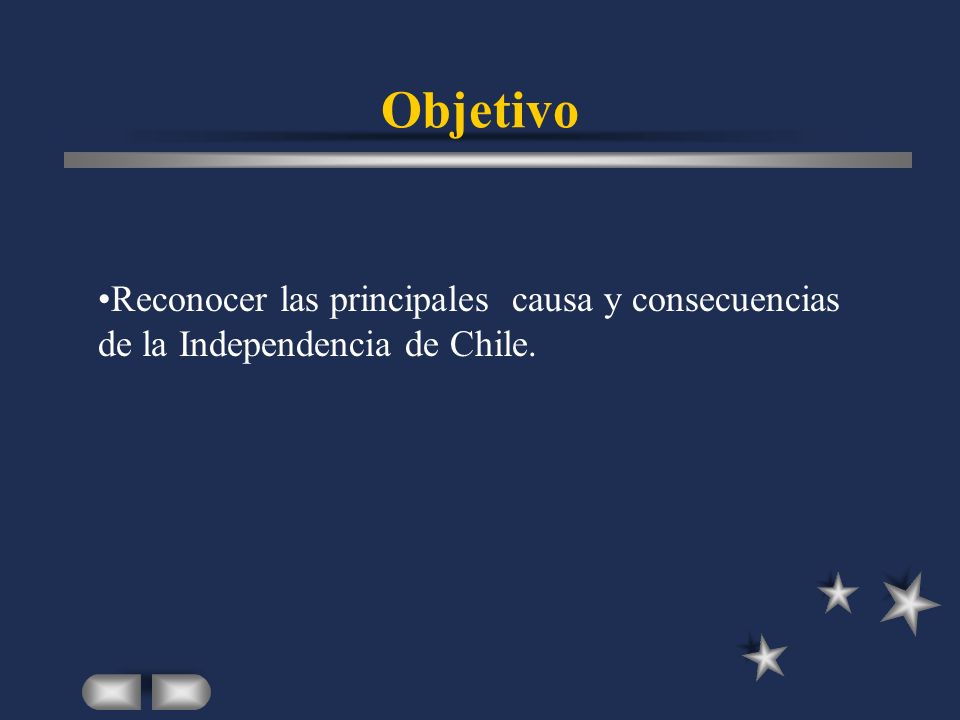 Objetivo Reconocer las principales causa y consecuencias de la Independencia de Chile.