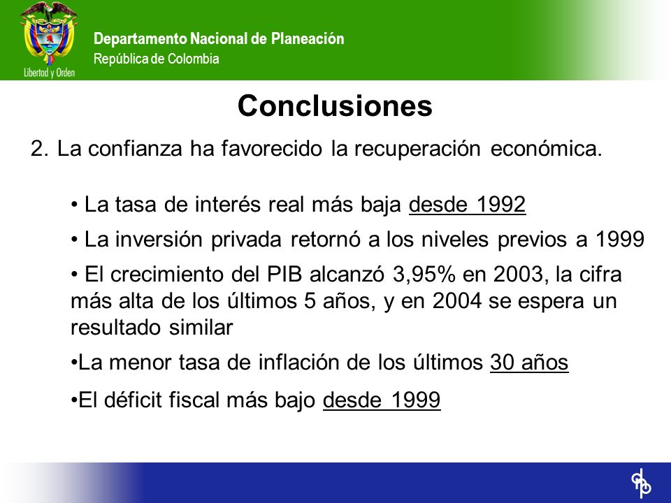 Conclusiones 2. La confianza ha favorecido la recuperación económica.