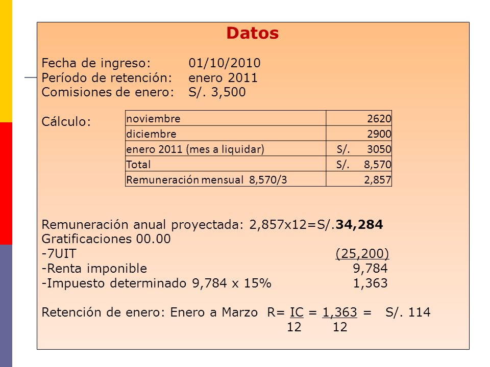 Datos Fecha de ingreso: 01/10/2010 Período de retención: enero 2011
