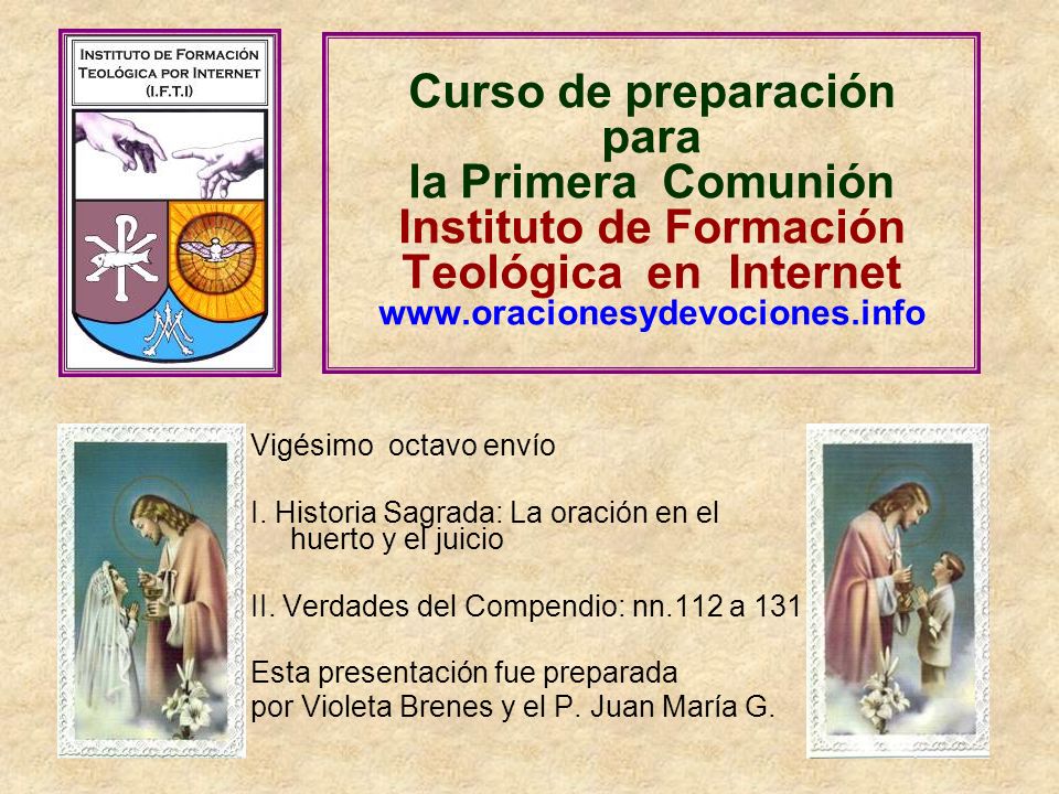 Curso de preparación para la Primera Comunión Instituto de Formación Teológica en Internet