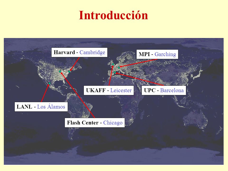 Introducción Harvard - Cambridge MPI - Garching Flash Center - Chicago