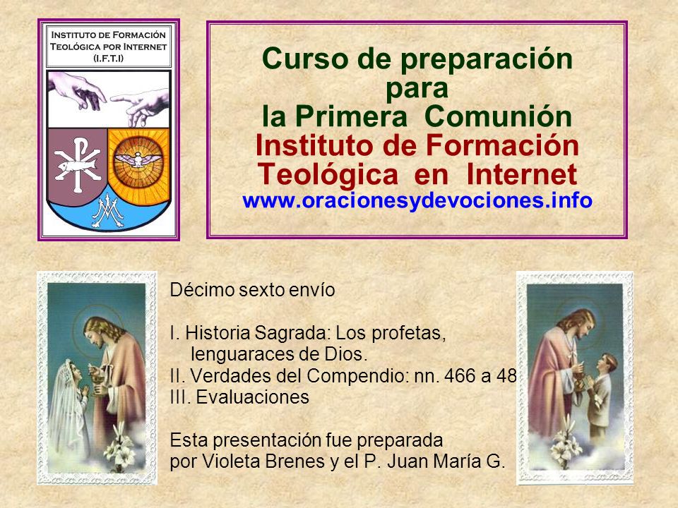 Curso de preparación para la Primera Comunión Instituto de Formación Teológica en Internet