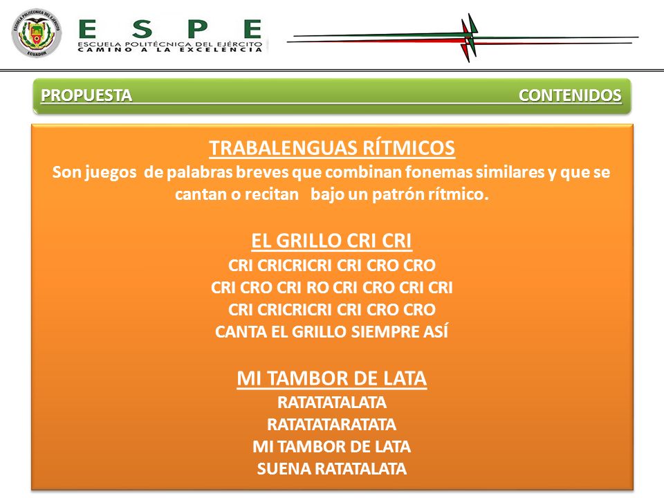 TRABALENGUAS RÍTMICOS EL GRILLO CRI CRI MI TAMBOR DE LATA