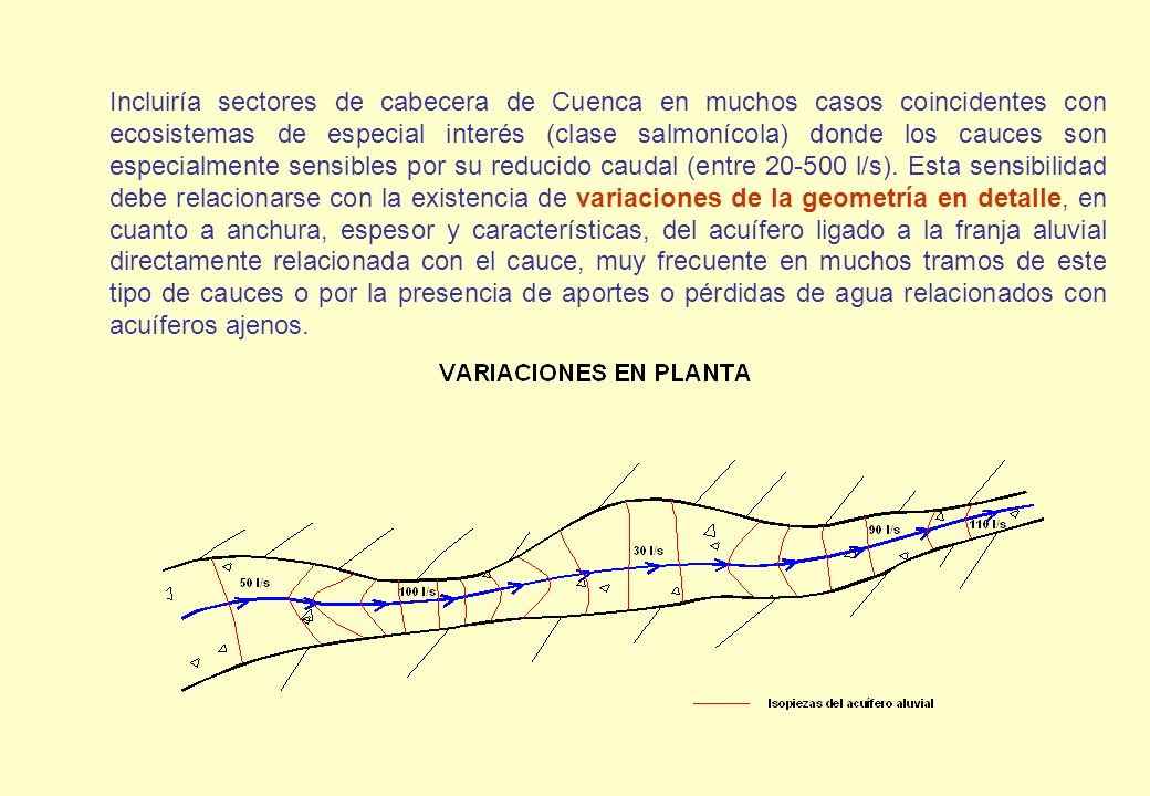 Incluiría sectores de cabecera de Cuenca en muchos casos coincidentes con ecosistemas de especial interés (clase salmonícola) donde los cauces son especialmente sensibles por su reducido caudal (entre l/s).