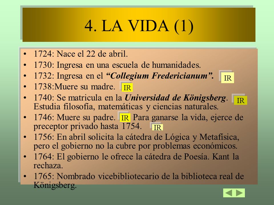 4. LA VIDA (1) 1724: Nace el 22 de abril.