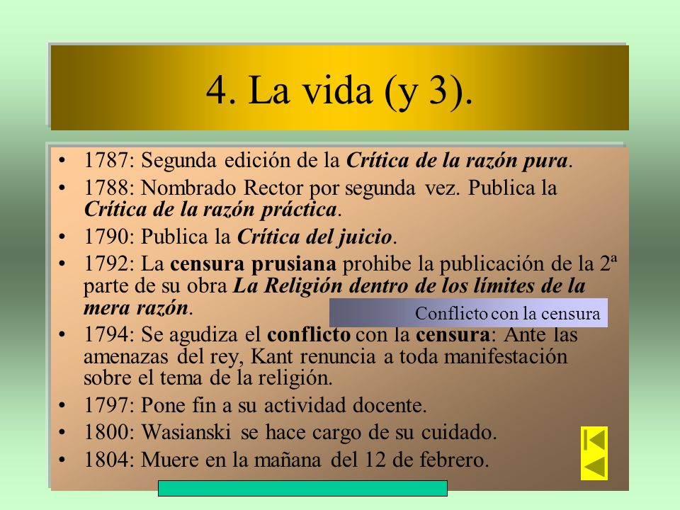 4. La vida (y 3). 1787: Segunda edición de la Crítica de la razón pura.