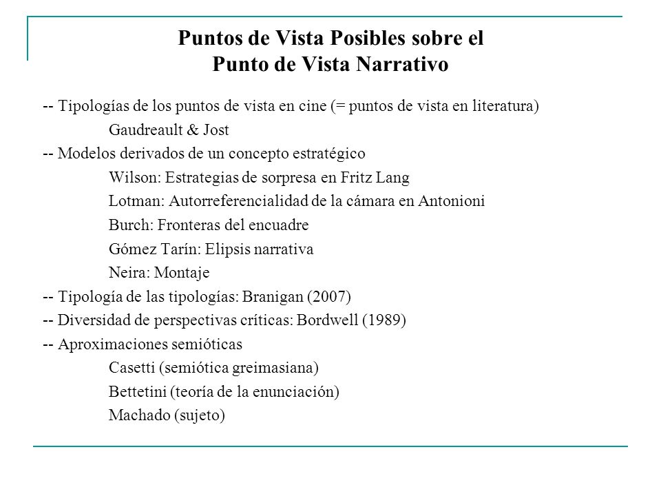 Puntos de Vista Posibles sobre el Punto de Vista Narrativo