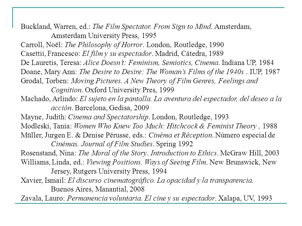 Buckland, Warren, ed. : The Film Spectator. From Sign to Mind