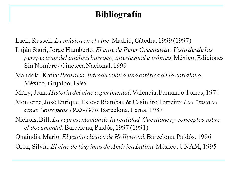 Bibliografía Lack, Russell: La música en el cine. Madrid, Cátedra, 1999 (1997)