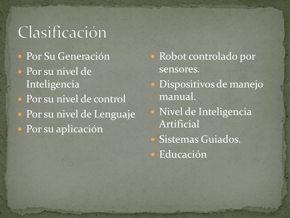 Clasificación Por Su Generación Por su nivel de Inteligencia