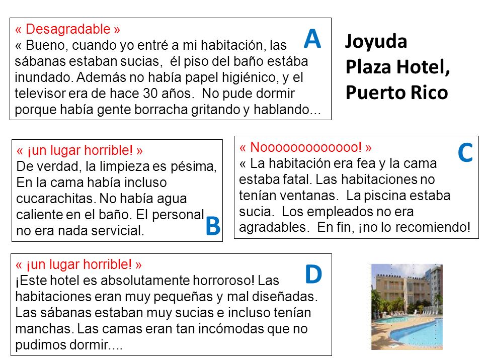 A C B D Joyuda Plaza Hotel, Puerto Rico « Desagradable »