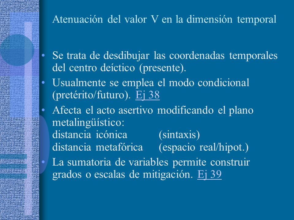 Atenuación del valor V en la dimensión temporal