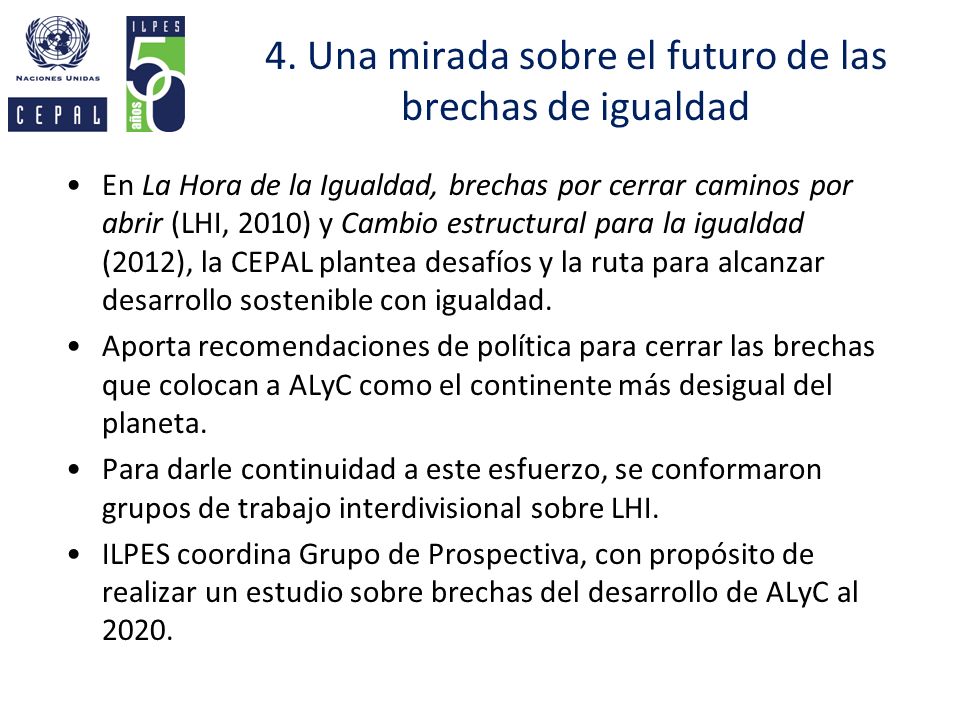 4. Una mirada sobre el futuro de las brechas de igualdad
