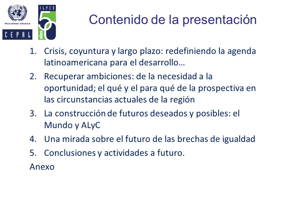 Contenido de la presentación
