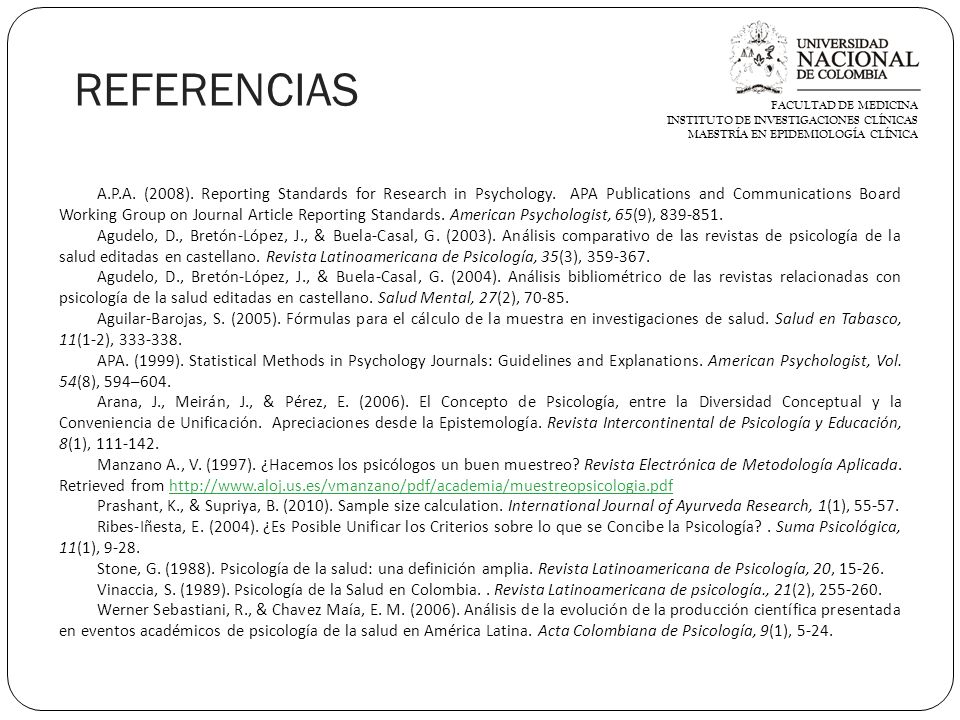FACULTAD DE MEDICINA INSTITUTO DE INVESTIGACIONES CLÍNICAS. MAESTRÍA EN EPIDEMIOLOGÍA CLÍNICA. REFERENCIAS.