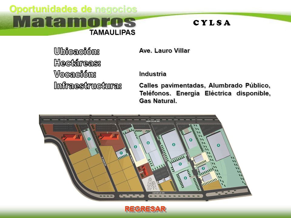 Ubicación: Hectáreas: Vocación: Infraestructura: C Y L S A REGRESAR