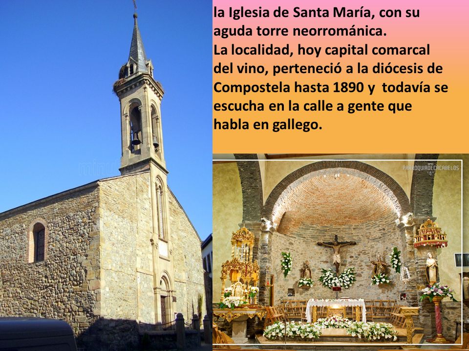la Iglesia de Santa María, con su aguda torre neorrománica.