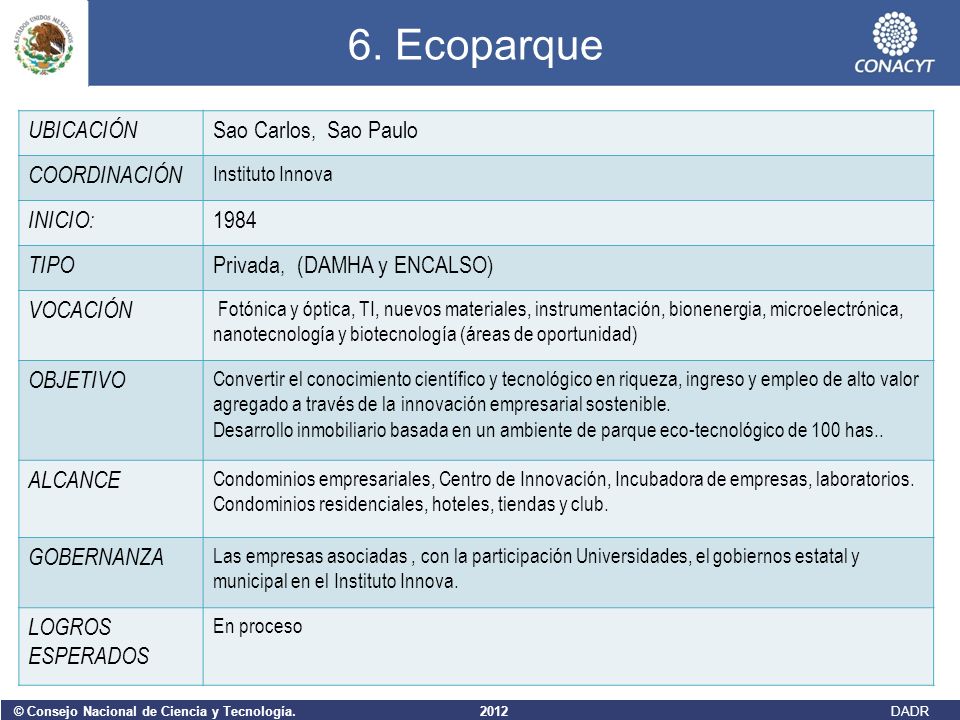 6. Ecoparque UBICACIÓN Sao Carlos, Sao Paulo COORDINACIÓN INICIO: 1984