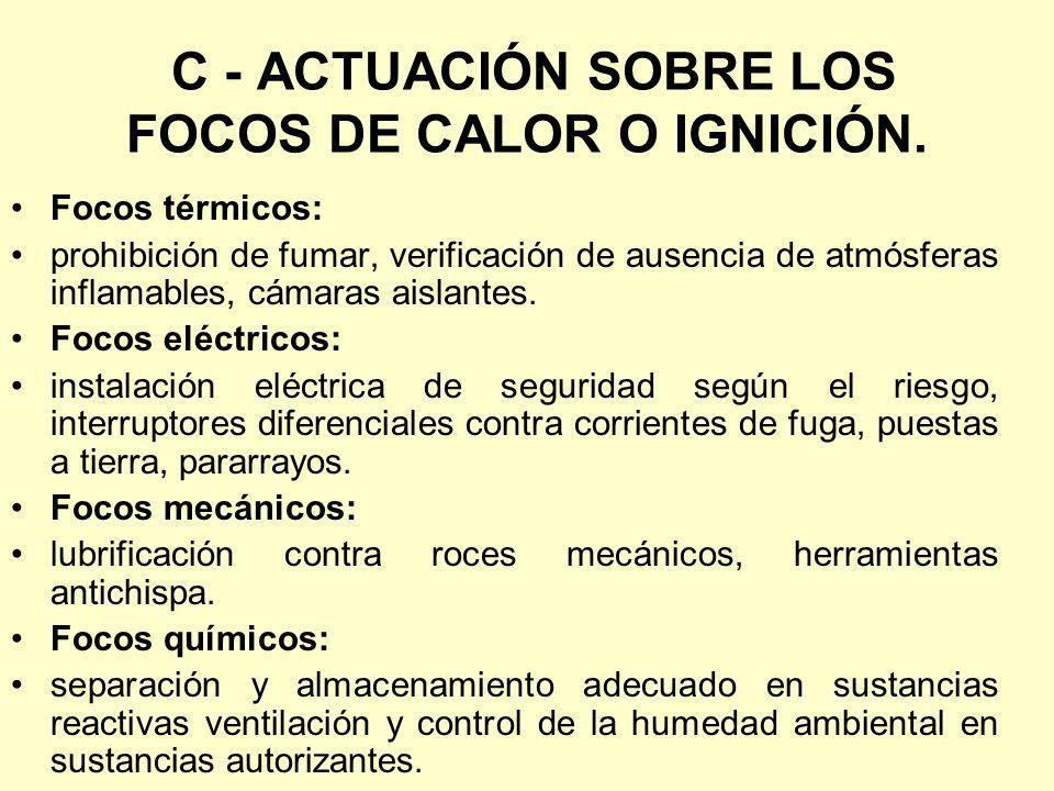 C - ACTUACIÓN SOBRE LOS FOCOS DE CALOR O IGNICIÓN.