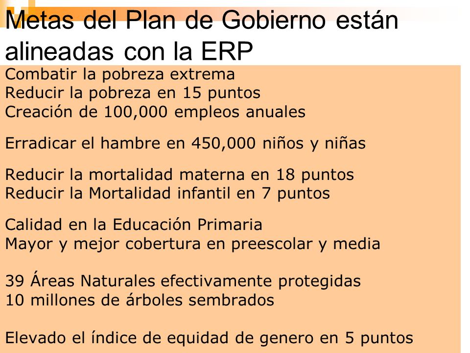 Metas del Plan de Gobierno están alineadas con la ERP