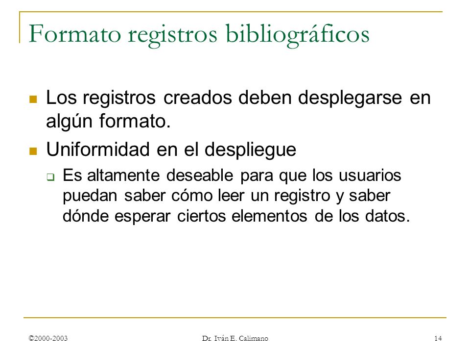 Formato registros bibliográficos