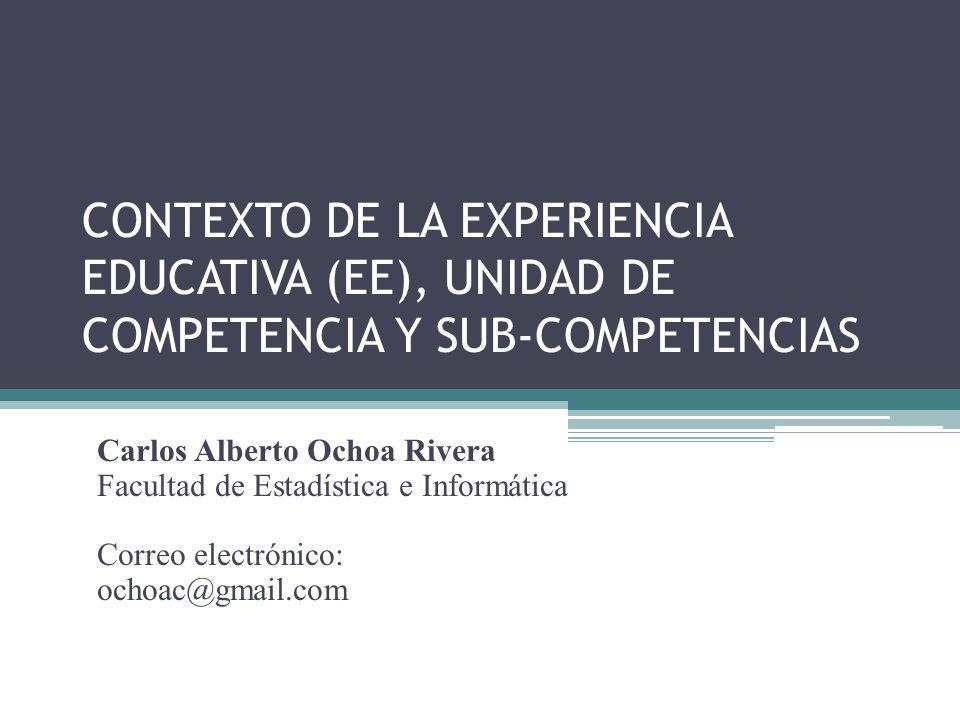 CONTEXTO DE LA EXPERIENCIA EDUCATIVA (EE), UNIDAD DE COMPETENCIA Y SUB-COMPETENCIAS