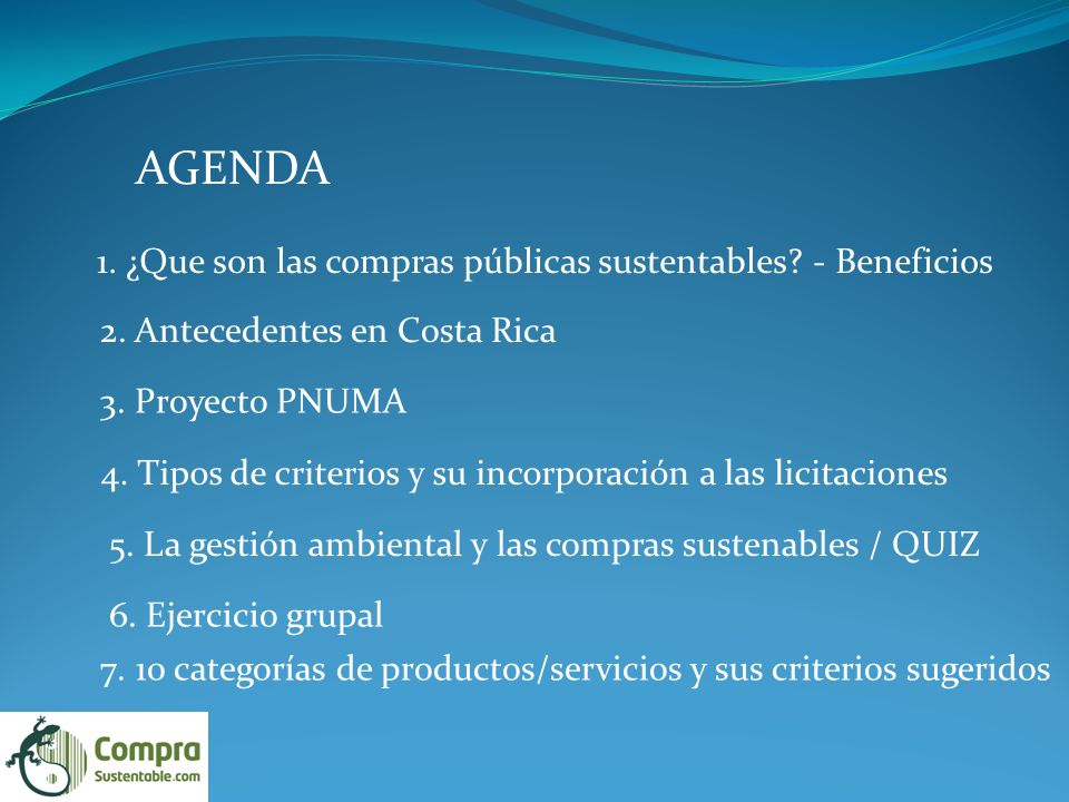 AGENDA 1. ¿Que son las compras públicas sustentables - Beneficios