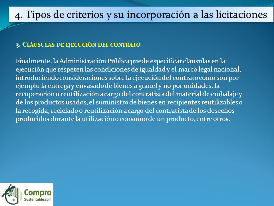 4. Tipos de criterios y su incorporación a las licitaciones