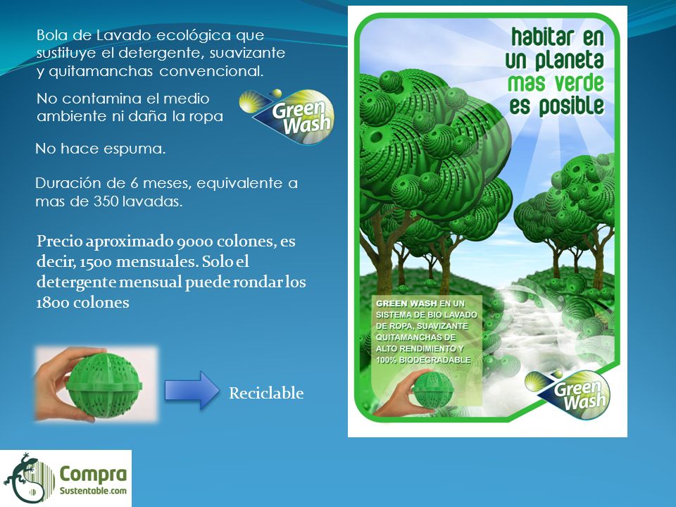 Bola de Lavado ecológica que sustituye el detergente, suavizante y quitamanchas convencional.