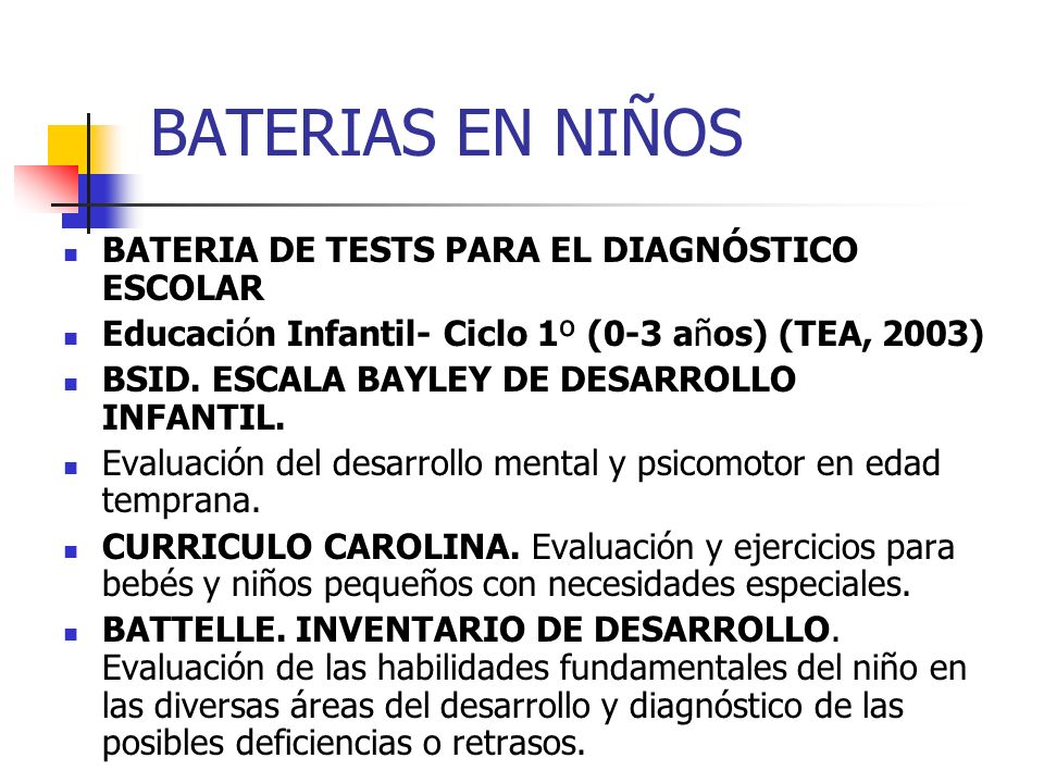 BATERIAS EN NIÑOS BATERIA DE TESTS PARA EL DIAGNÓSTICO ESCOLAR