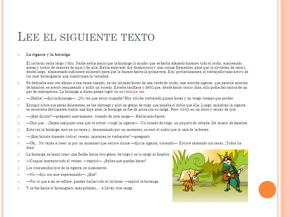 Lee el siguiente texto