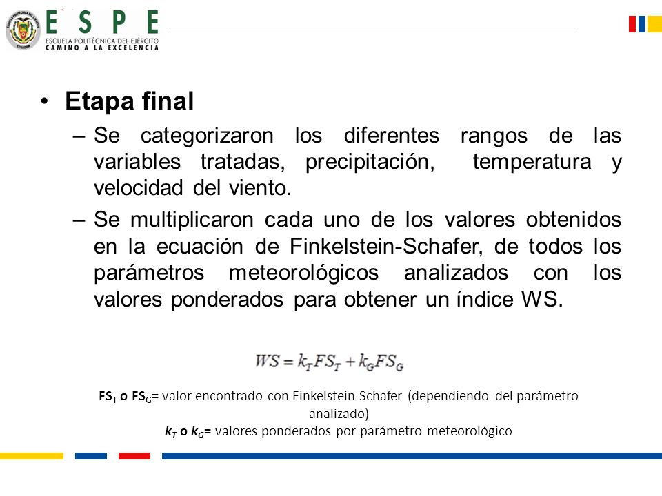 kT o kG= valores ponderados por parámetro meteorológico