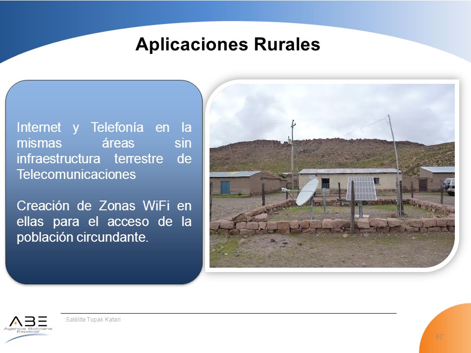 Aplicaciones Rurales Internet y Telefonía en la mismas áreas sin infraestructura terrestre de Telecomunicaciones.