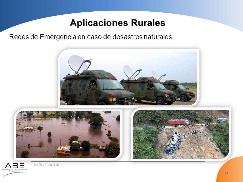Aplicaciones Rurales Redes de Emergencia en caso de desastres naturales. Satélite Tupak Katari